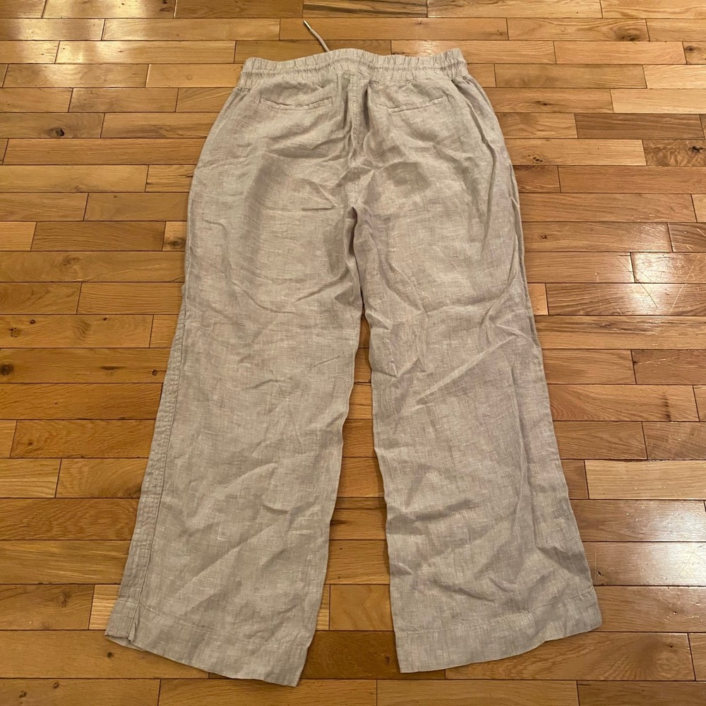 Quince Womens 100% European Linen Wide Leg Pants Oatmeal Beige Large L JDAVN01